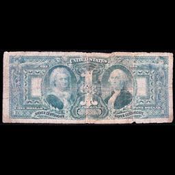 1896 $1 Silver Certificate Martha & George Washington "Educational Series" FR-224 Tilman-Morgan Grad