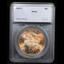 ***Auction Highlight*** 1881-s Near Top POP! Morgan Dollar $1 Graded ms68 By SEGS (fc)