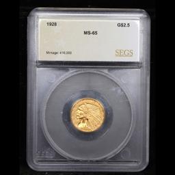 ***Auction Highlight*** 1928-p Gold Indian Quarter Eagle $2 1/2 Graded ms65 By SEGS (fc)
