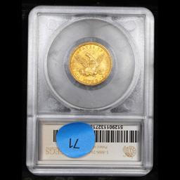 ***Auction Highlight*** 1840-p Gold Liberty Half Eagle $5 Graded ms62 By SEGS (fc)