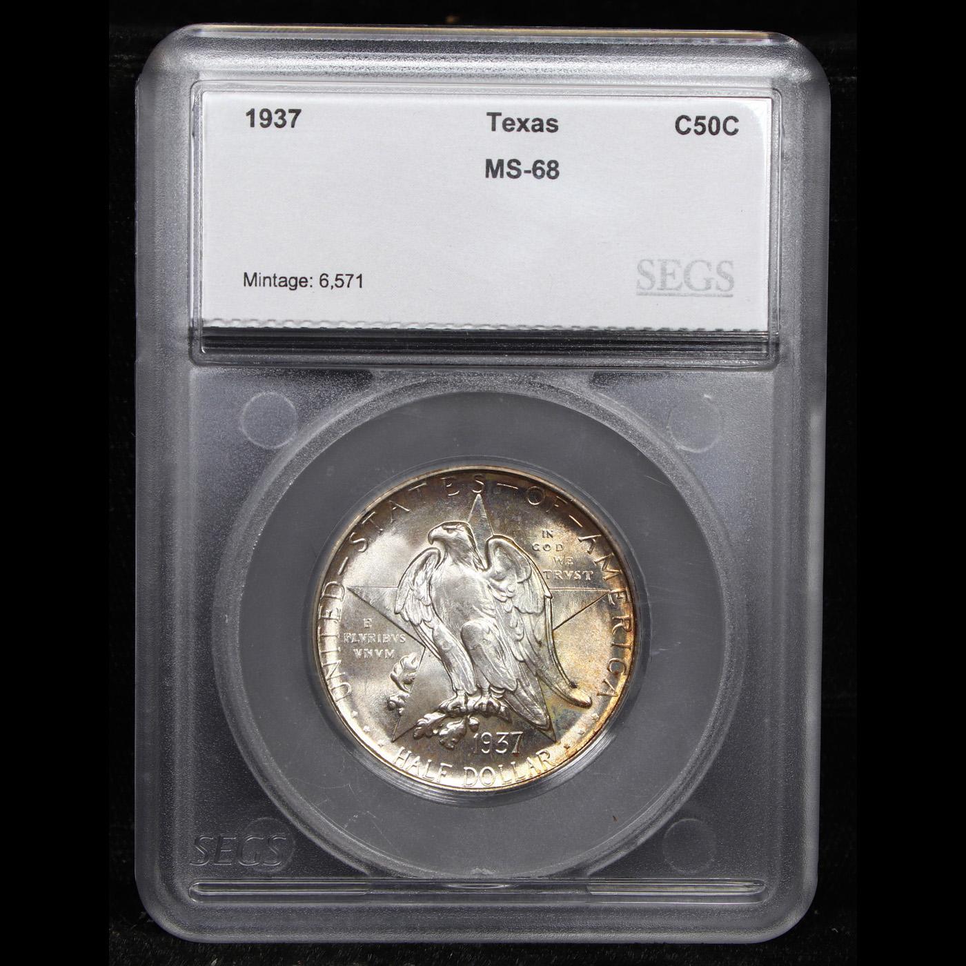 ***Auction Highlight*** 1937-p Texas Near Top POP! Old Commem Half Dollar 50c Graded ms68 By SEGS (f