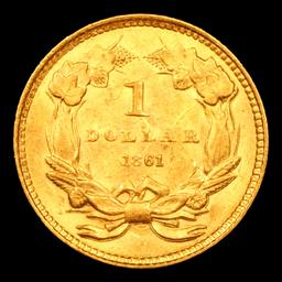 ***Auction Highlight*** 1861 Gold Dollar $1 Graded ms65 By SEGS (fc)