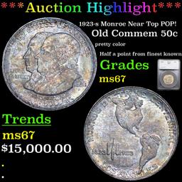 ***Auction Highlight*** 1923-s Monroe Near Top POP! Old Commem Half Dollar 50c Graded ms67 By SEGS (