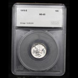 ***Auction Highlight*** 1918-s Mercury Dime 10c Graded ms65 By SEGS (fc)