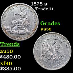 1878-s Trade Dollar $1 Grades AU, Almost Unc