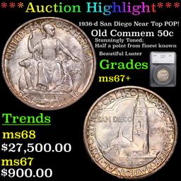 ***Auction Highlight*** 1936-d San Diego Near Top POP! Old Commem Half Dollar 50c Graded ms67+ By SE