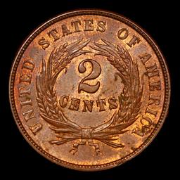 1864 Two Cent Piece 2c Grades Choice+ Unc RB