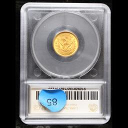 ***Auction Highlight*** 1853-p Near Top POP! Gold Liberty Quarter Eagle $2 1/2 Graded ms65+ By SEGS