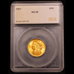 ***Auction Highlight*** 1907 TOP POP Gold Liberty Half Eagle $5 Graded ms68 By SEGS (fc)