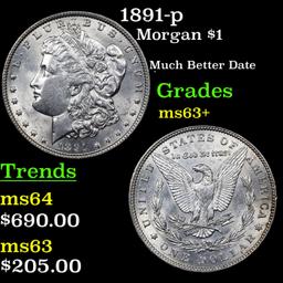 1891-p Morgan Dollar $1 Grades Select+ Unc