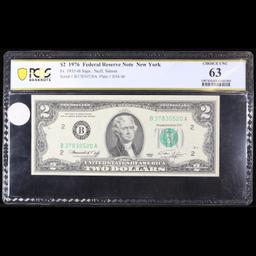 PCGS 1976 $2 Green Seal Federal Reseve Note Bicentennial (New York, NY) FR-1935B Graded cu63 By PCGS