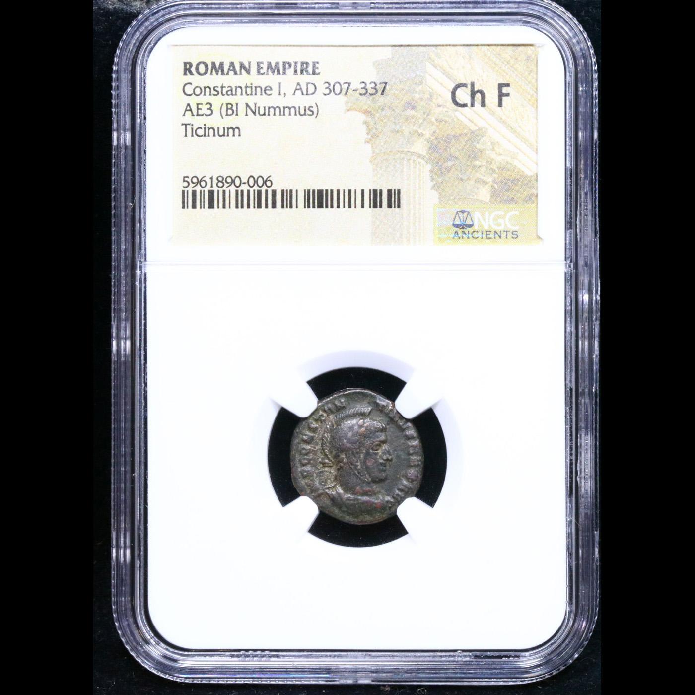 NGC Ancient - Roman Empire, Constantine I, AD 307-337, Ticinum Graded Choice Fine By NGC
