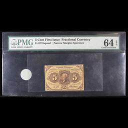 ***Auction Highlight*** 1870's US Fractional Currency 5¢ First Issue Fr-1231spnmf Specimen Narrow Ma