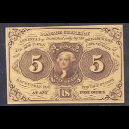 ***Auction Highlight*** 1870's US Fractional Currency 5¢ First Issue Fr-1231spnmf Specimen Narrow Ma