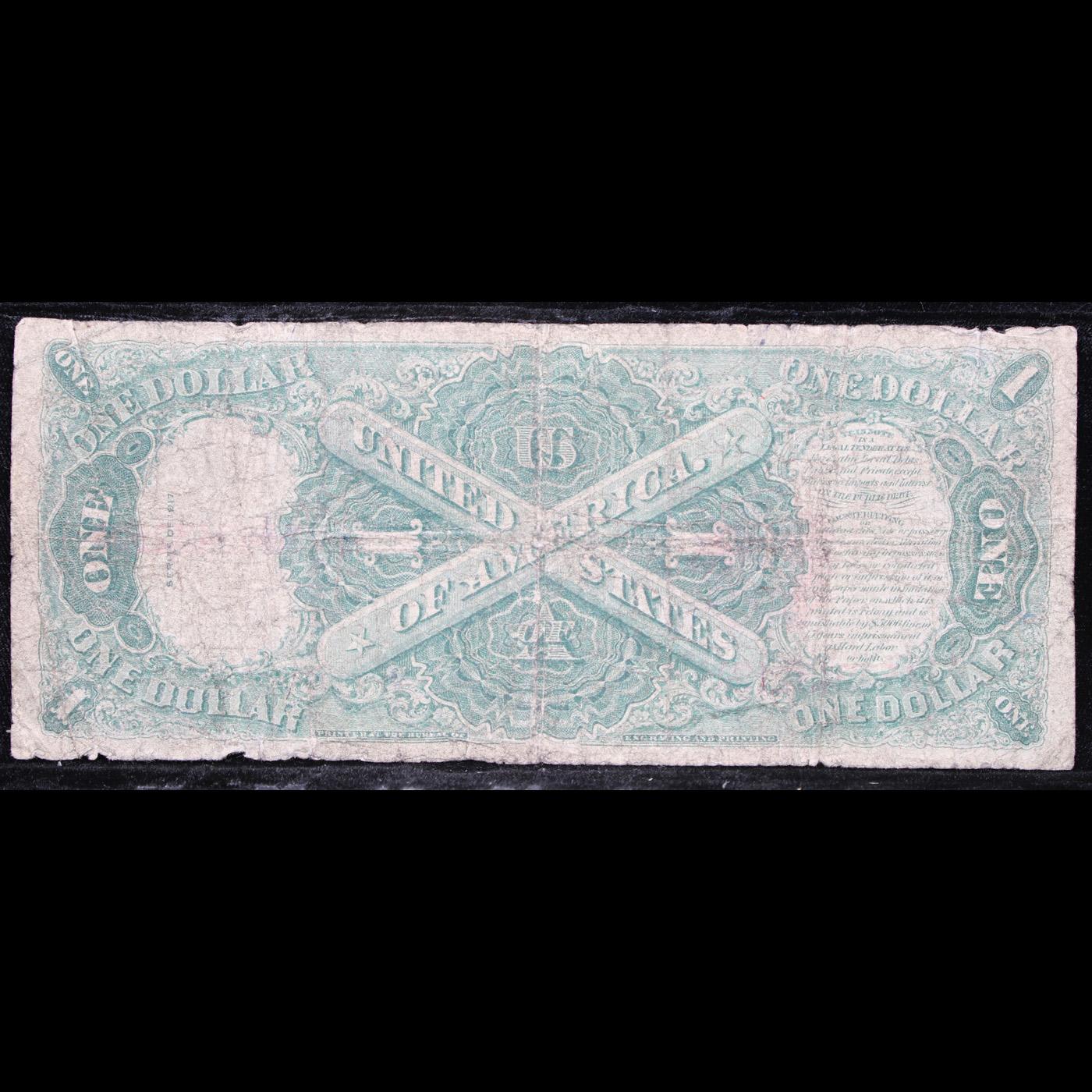 1917 $1 Large Size Legal Tender, Signatures of Burke & Teehee, FR36 Grades f, fine