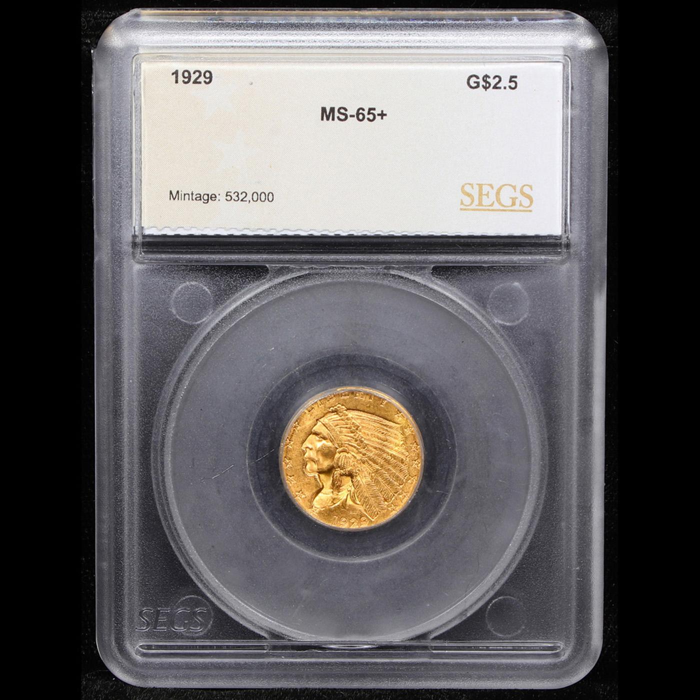 ***Auction Highlight*** 1929-p Gold Indian Quarter Eagle $2 1/2 Graded ms65+ By SEGS (fc)