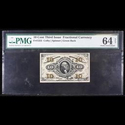 US Fractional Currency 10c Third Issue fr-1255 Washington Bust Green Reverse Graded cu64 By PMG