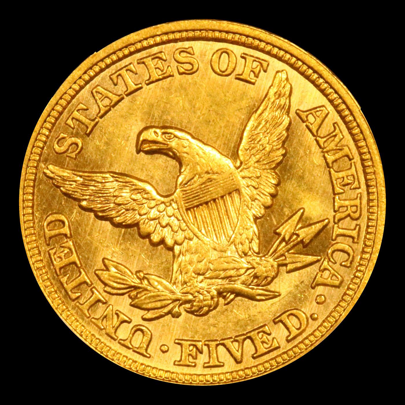 1847-p Gold Liberty Half Eagle $5 Graded ms64+ BY SEGS