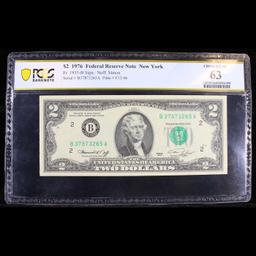 PCGS 1976 $2 Green Seal Federal Reseve Note Bicentennial (New York, NY) FR-1935B Graded cu63 PPQ By