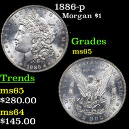 1886-p Morgan Dollar $1 Grades GEM Unc