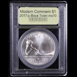 2017-p Boys Town Modern Commem Dollar $1 Graded ms70, Perfection by USCG