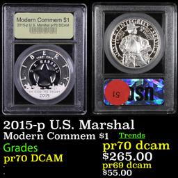 Proof 2015-p U.S. Marshal Modern Commem Dollar $1 Graded GEM++ Proof Deep Cameo by USCG