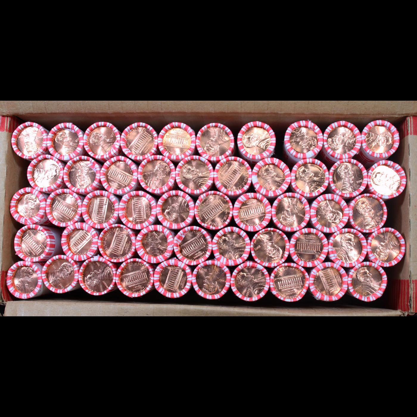 Box of 50 Rolls of 2003-p Gem Unc Lincoln Cents 1c, 50 Coins Each 2500 Coins total