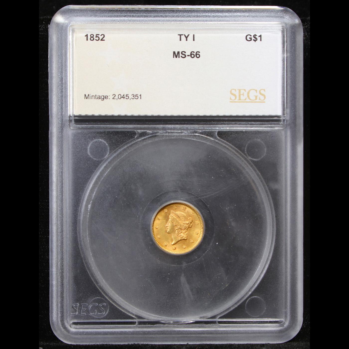 ***Auction Highlight*** 1852 Gold Dollar $1 Graded ms66 By SEGS (fc)
