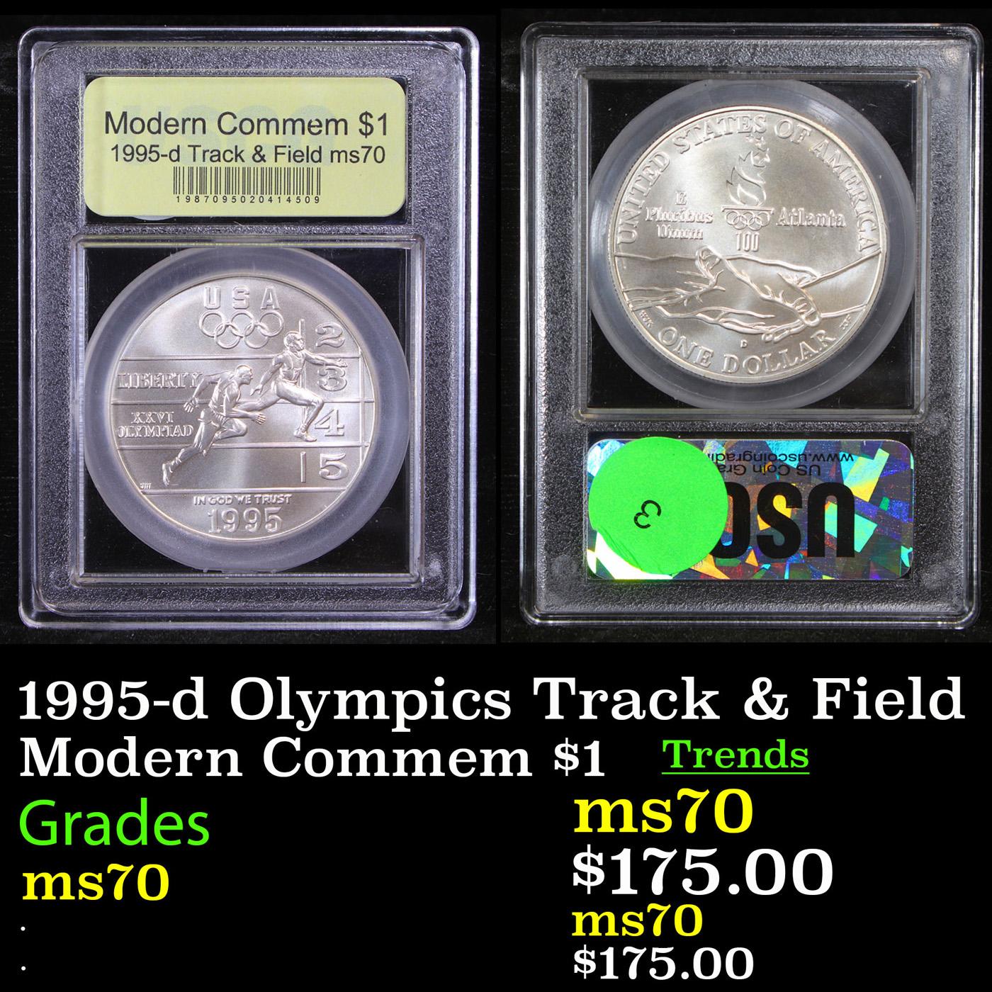 1995-d Olympics Track & Field Modern Commem Dollar $1 Graded ms70, Perfection By USCG