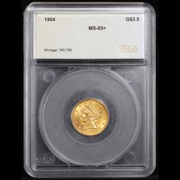 ***Auction Highlight*** 1904-p Gold Liberty Quarter Eagle $2 1/2 Graded ms65+ By SEGS (fc)