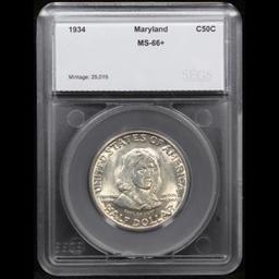 ***Auction Highlight*** 1934 Maryland Old Commem Half Dollar 50c Graded ms66+ By SEGS (fc)