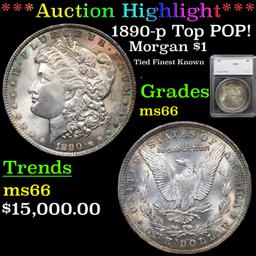 ***Auction Highlight*** 1890-p Morgan Dollar Top POP! $1 Graded ms66 By SEGS (fc)