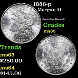 1886-p Morgan Dollar $1 Grades GEM Unc