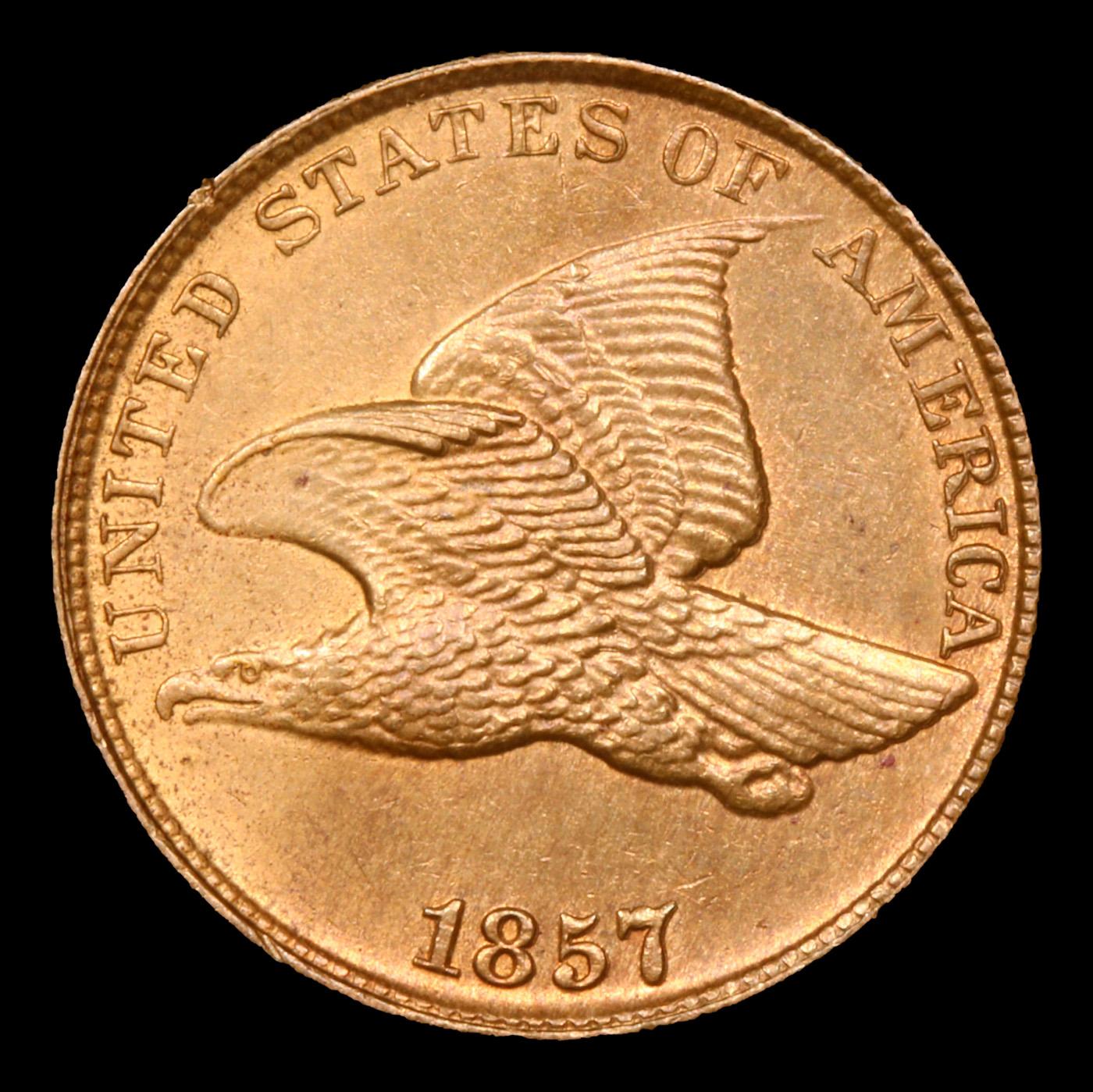 ***Auction Highlight*** 1857 Flying Eagle Cent 1c Graded Choice+ Unc By USCG (fc)