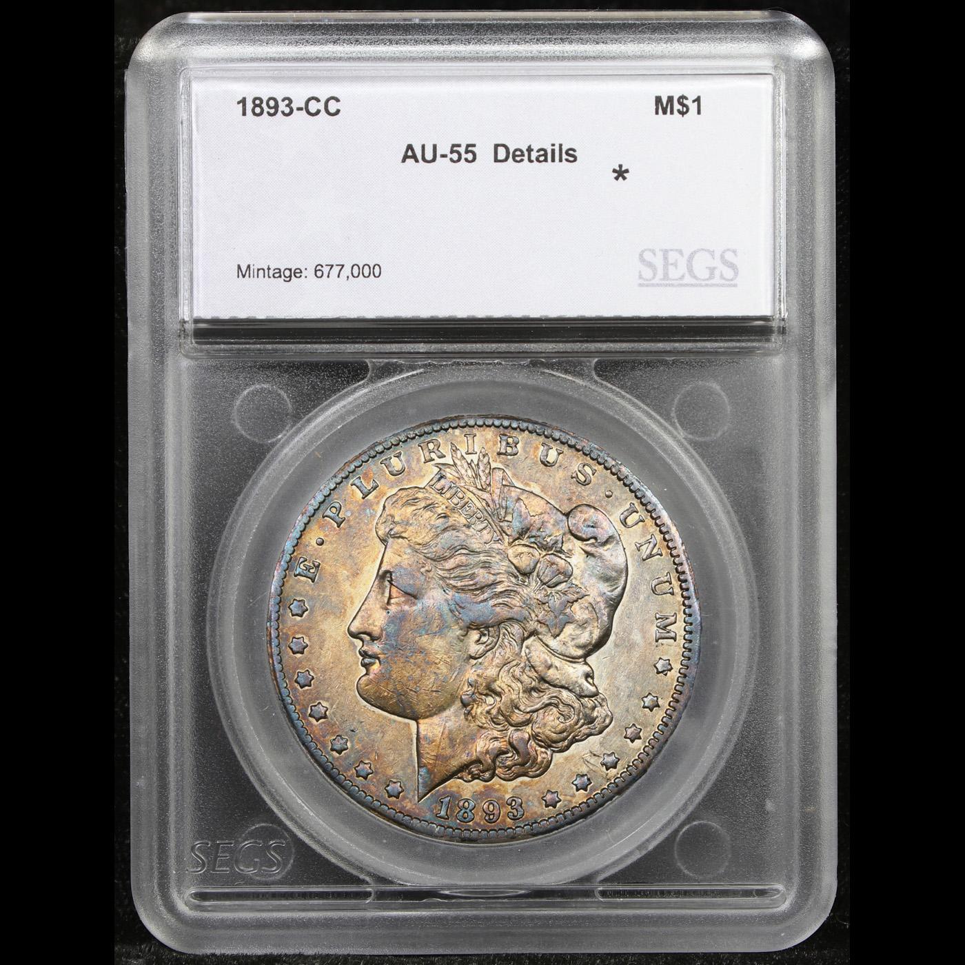 ***Auction Highlight*** 1893-cc Morgan Dollar $1 Graded au55 details By SEGS (fc)