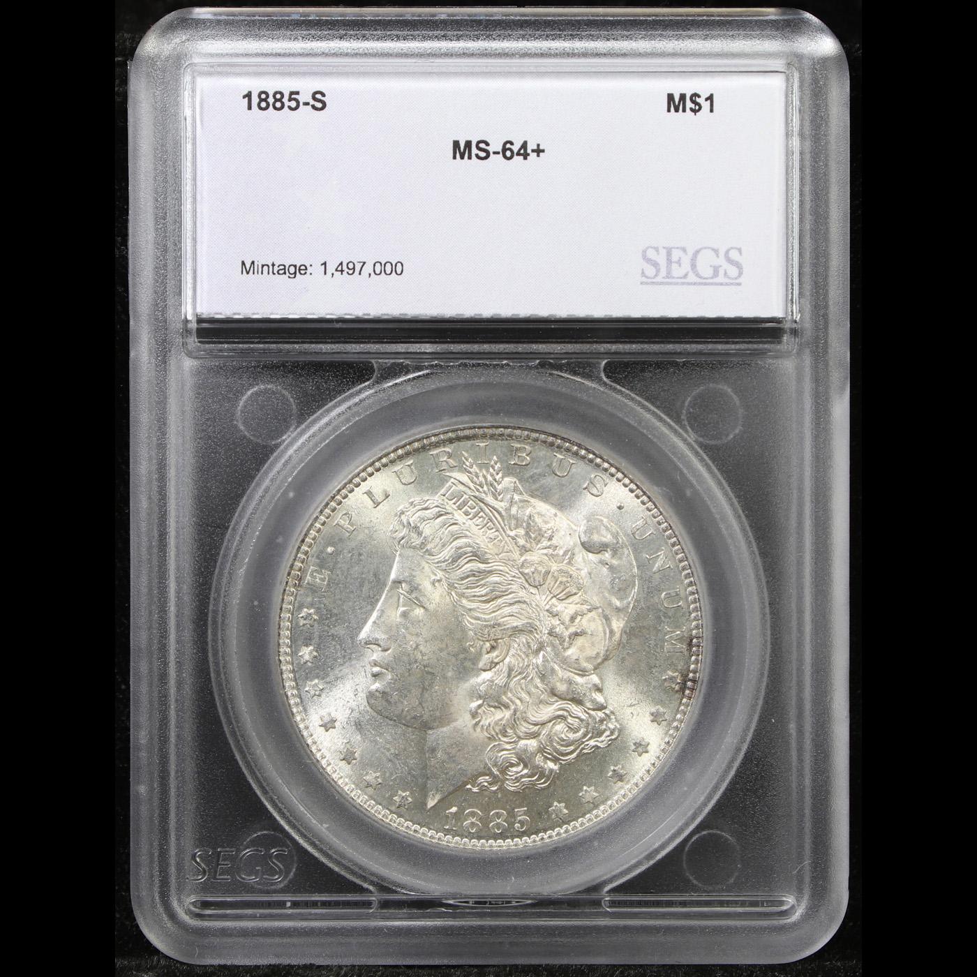 ***Auction Highlight*** 1885-s Morgan Dollar $1 Graded ms64+ By SEGS (fc)