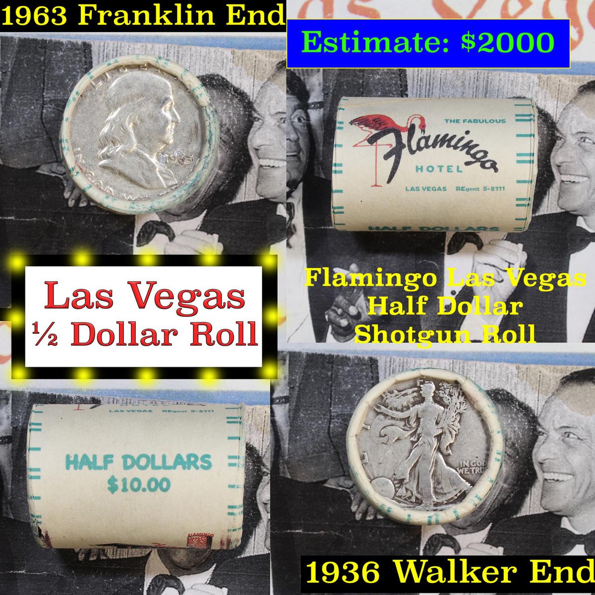 ***Auction Highlight*** Old Casino 50c Roll $10 Halves Las Vegas Casino Flamingo 1936 Walker & 1963