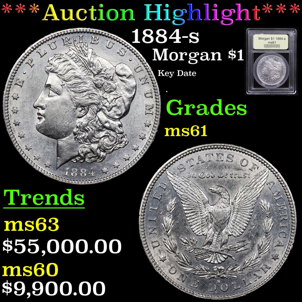 ***Auction Highlight*** 1884-s Morgan Dollar $1 Graded BU+ By USCG (fc)