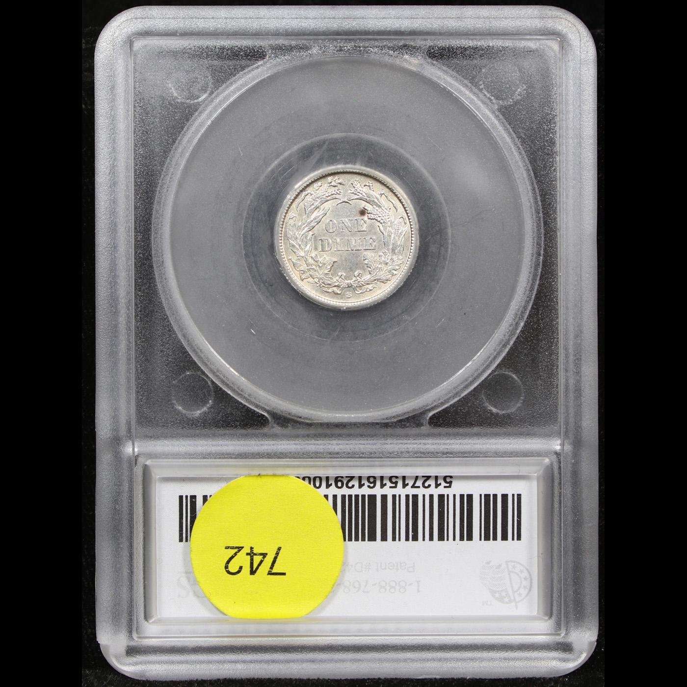 ***Auction Highlight*** 1861-s Seated Liberty Dime 10c Graded ms62+ By SEGS (fc)