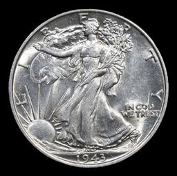 1943-p Walking Liberty Half Dollar 50c Grades Select+ Unc