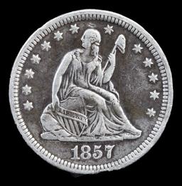 1857-p Seated Liberty Quarter 25c Grades vf++