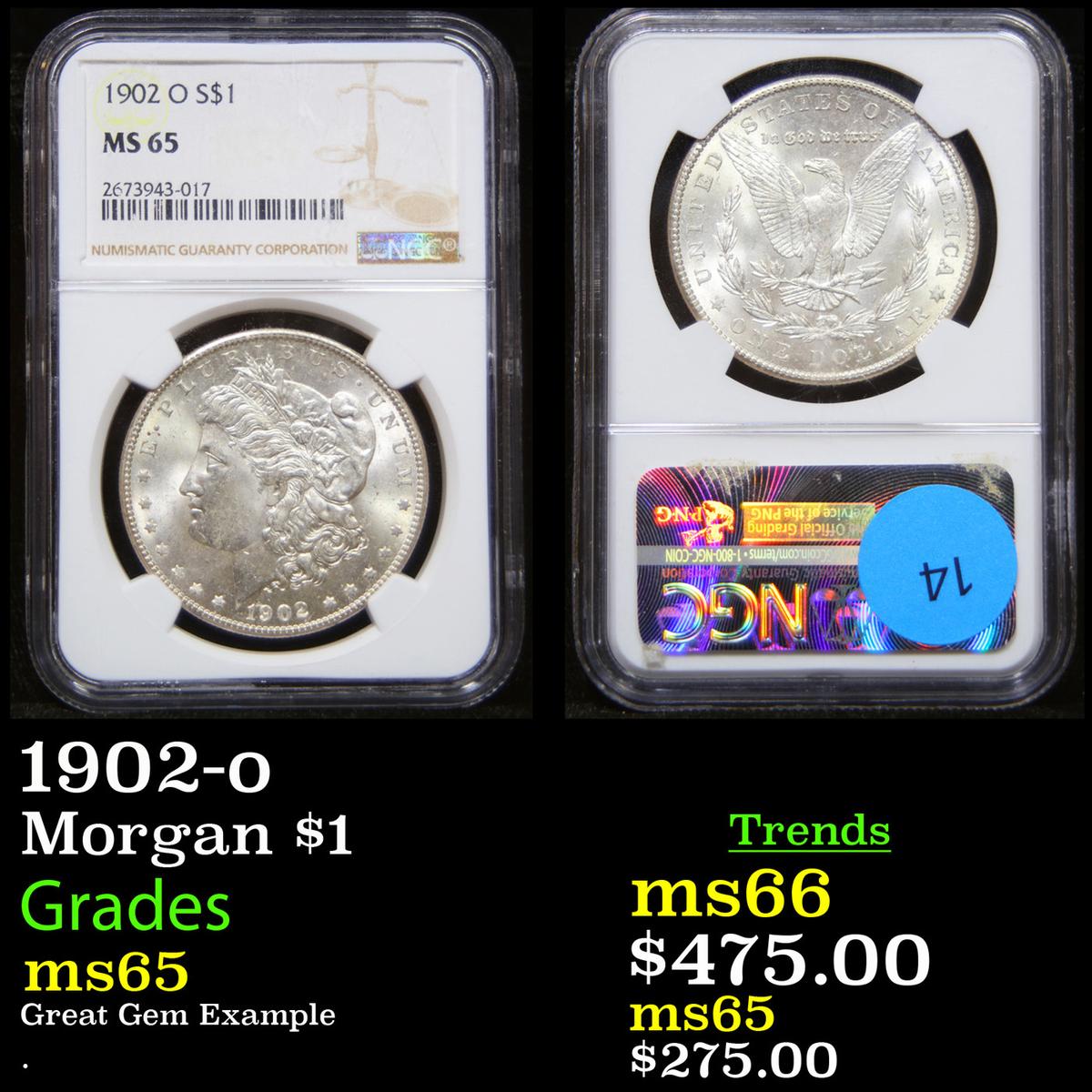 NGC 1902-o Morgan Dollar $1 Graded ms65 By NGC