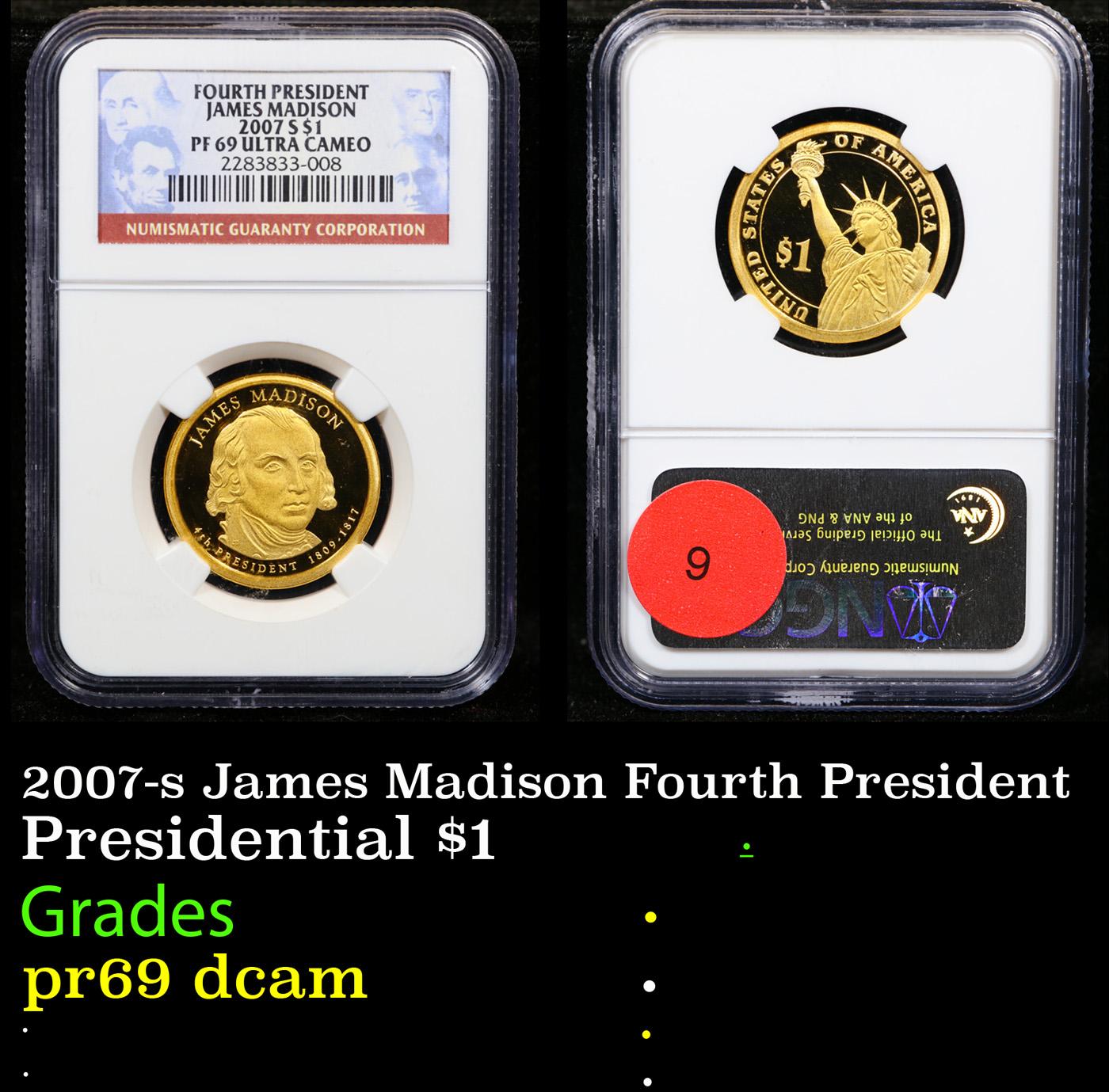 Proof NGC 2007-s James Madison Presidential Dollar Fourth President $1 Graded pr69 dcam By NGC