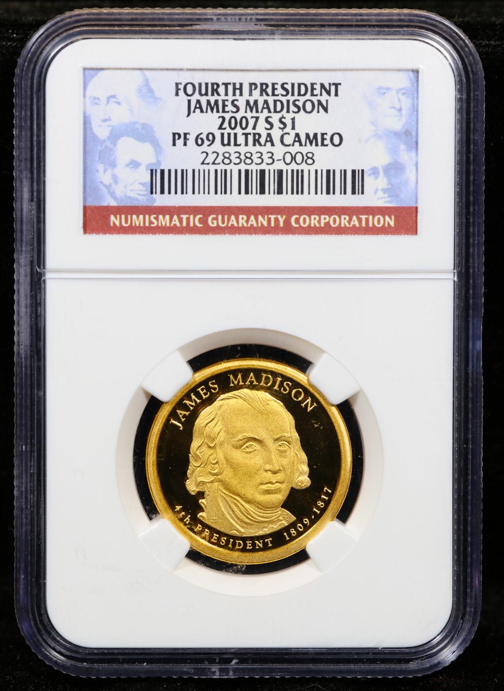 Proof NGC 2007-s James Madison Presidential Dollar Fourth President $1 Graded pr69 dcam By NGC