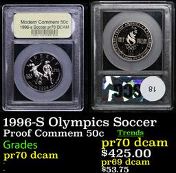 Proof 1996-S Olympics Soccer Modern Commem Half Dollar 50c Graded GEM++ Proof Deep Cameo By USCG