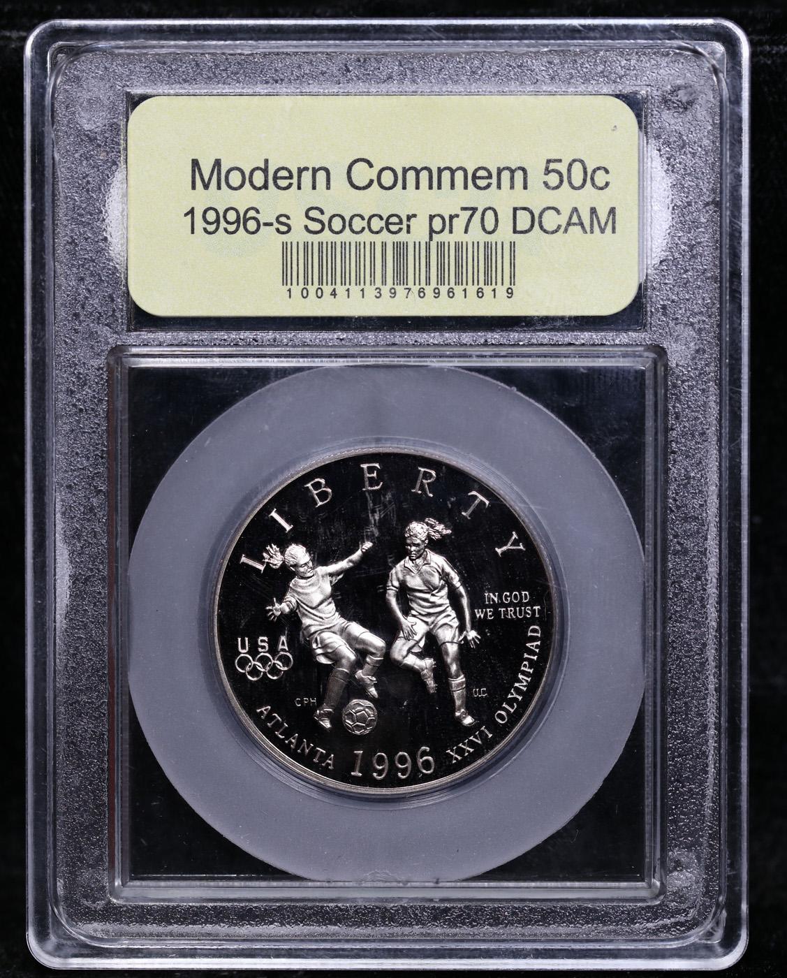 Proof 1996-S Olympics Soccer Modern Commem Half Dollar 50c Graded GEM++ Proof Deep Cameo By USCG