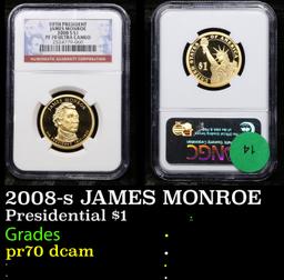 Proof NGC 2008-s JAMES MONROE Presidential Dollar $1 Graded pr70 dcam By NGC