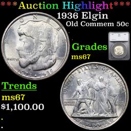 ***Auction Highlight*** 1936 Elgin Old Commem Half Dollar 50c Graded ms67 By SEGS (fc)