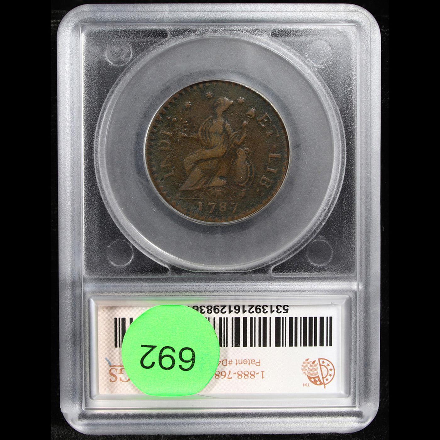 ***Auction Highlight*** 1787 Connecticut, Laughing Colonial Cent Miller 6.1-M 1c Graded xf40 By SEGS