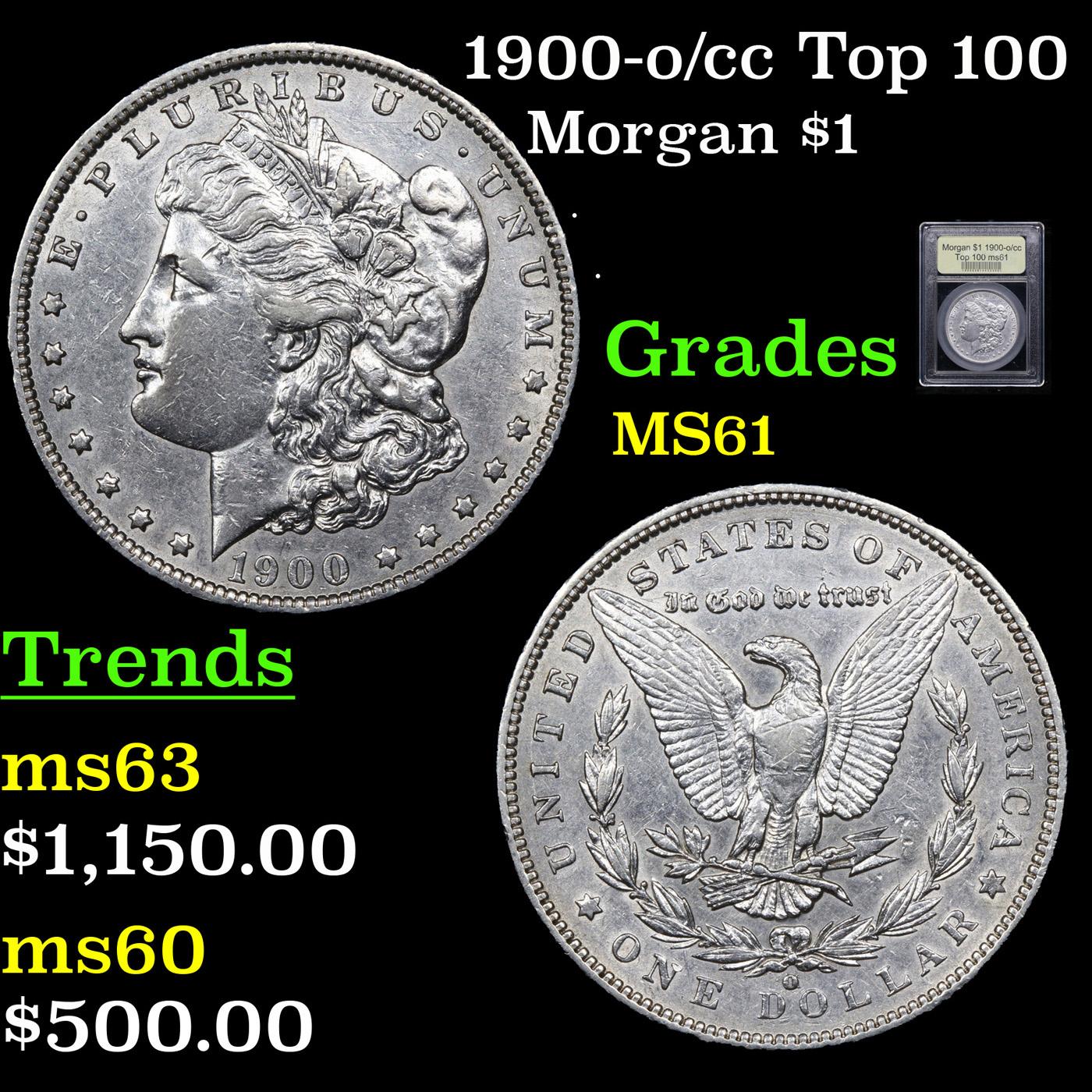 1900-o/cc Top 100 Morgan Dollar 1 Grades BU+ By USCG